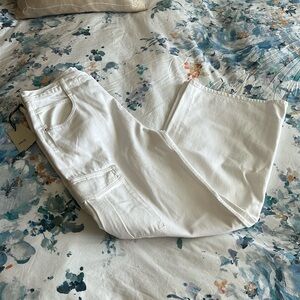 AGOLDE White Wide-Leg Cargo Jeans